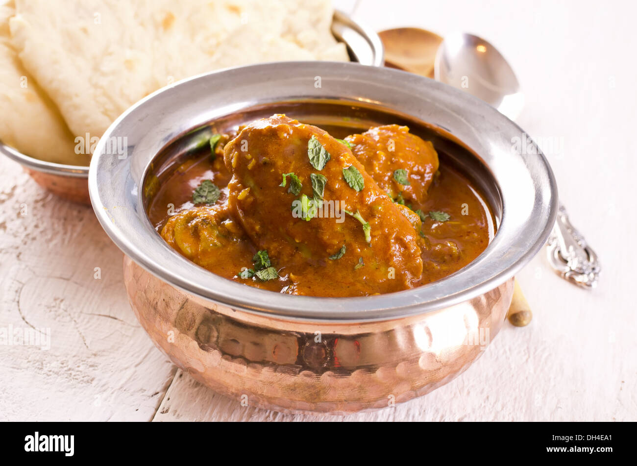 chicken curry with chapati bread Stock Photo Alamy