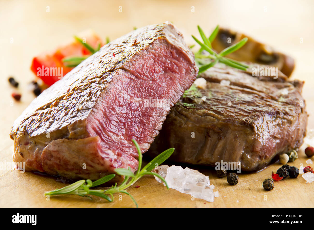 beef steak with herbs Stock Photo Alamy