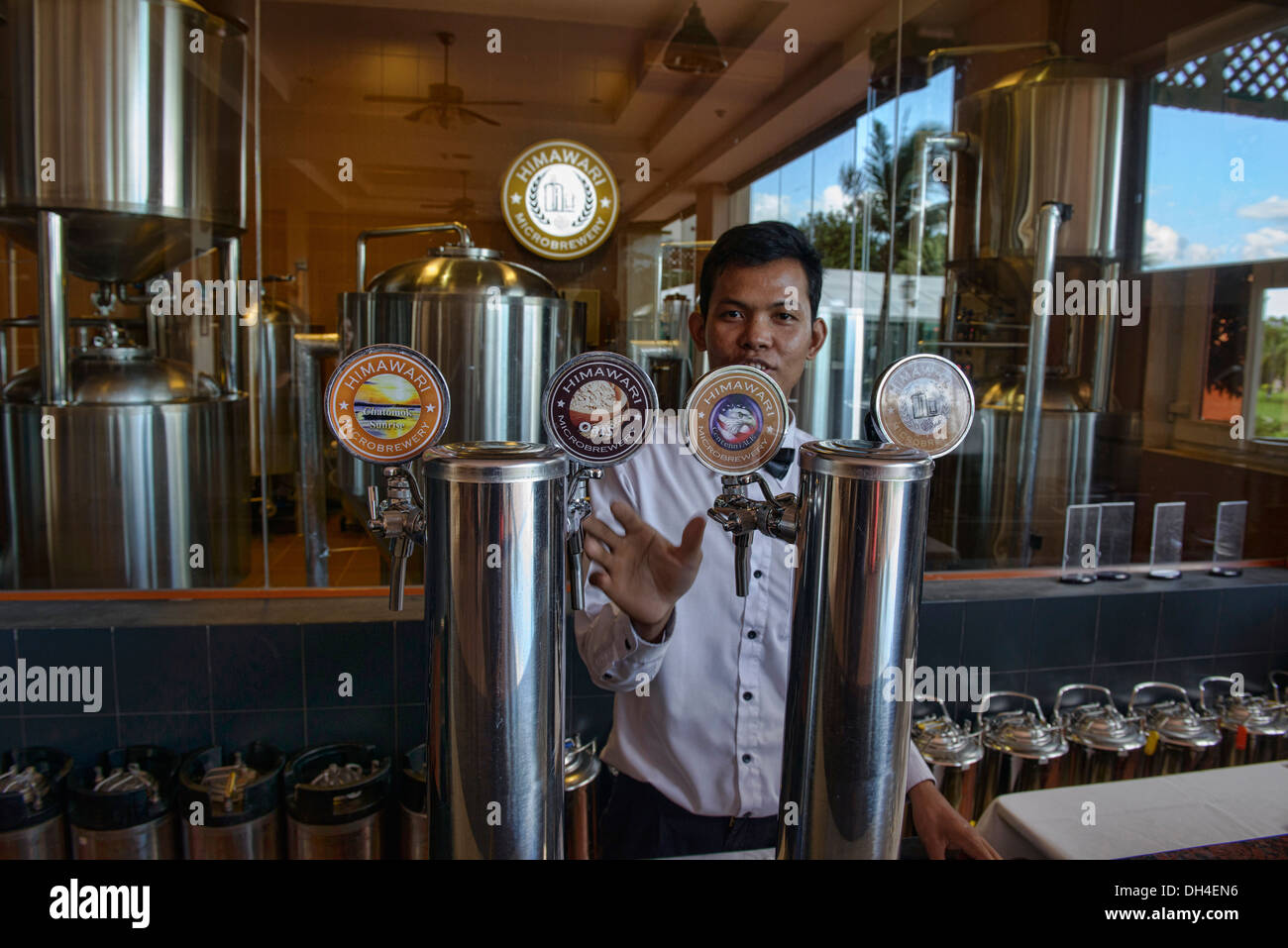 craft beer in a microbrewery, Phnom Penh, Cambodia Stock Photo