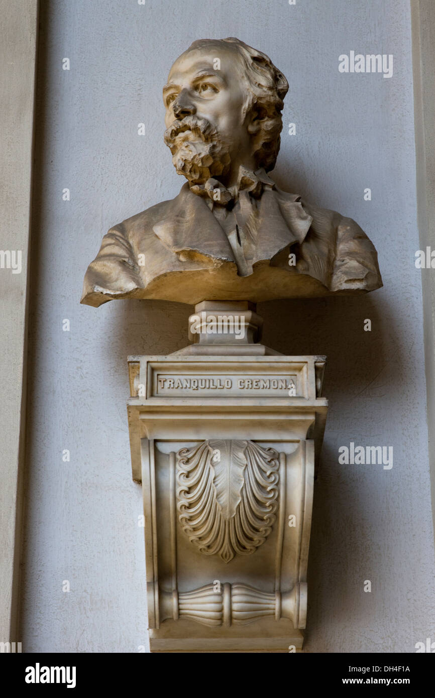 Bust of Tranquillo Cremona in Palazzo di Brera, Milan, Italy. Stock Photo