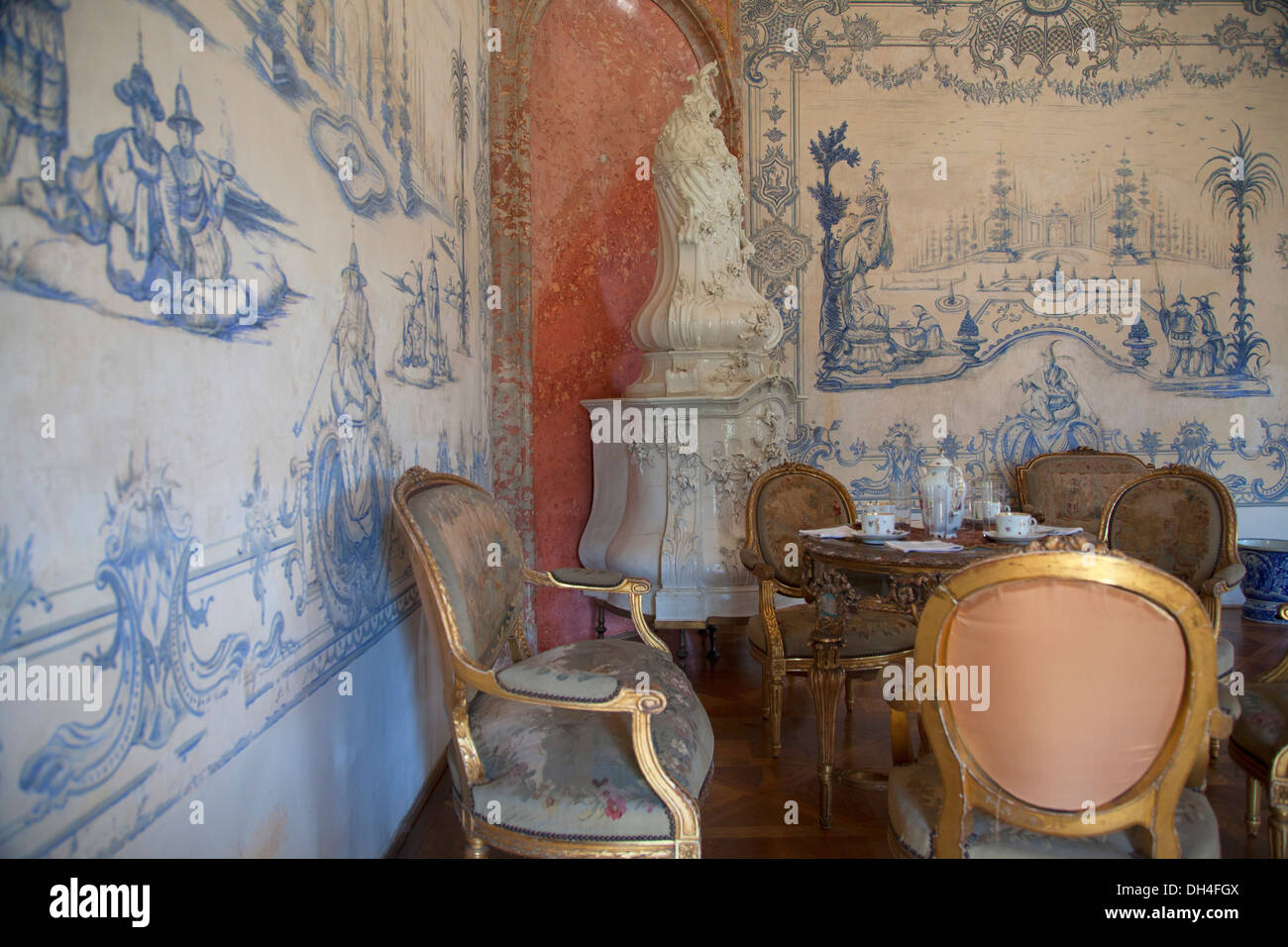 Chinese style room inside Esterhazy Palace, Fertod, Western Transdanubia, Hungary Stock Photo