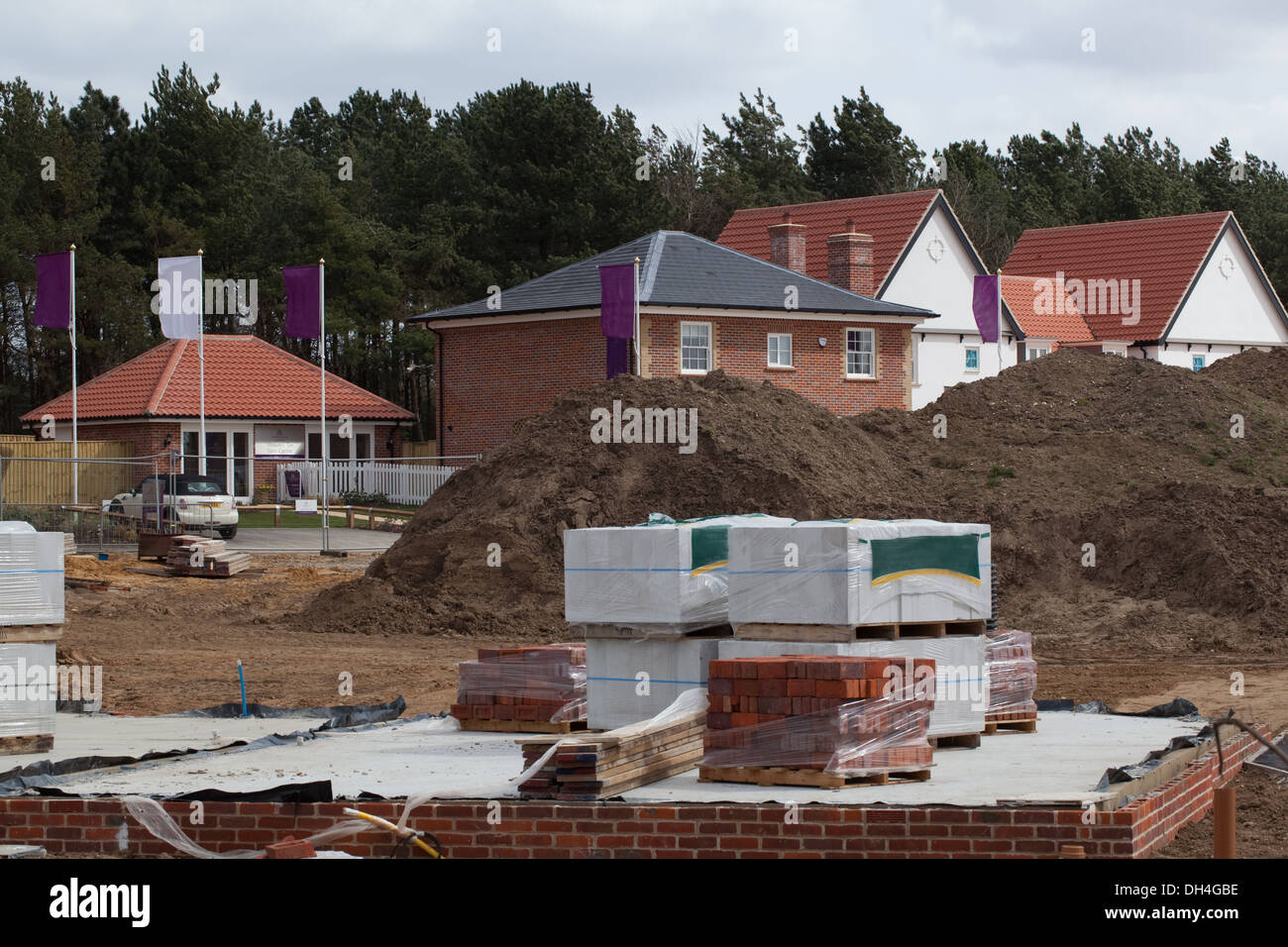 New Housing Development. Greenfield site. Cromer. Norfolk. England. UK. Stock Photo