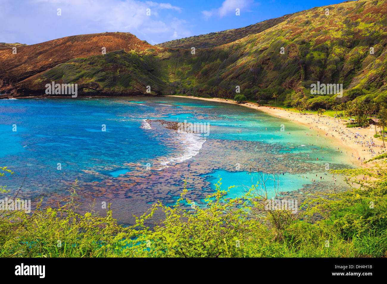Hanauma Bay, Oahu, Hawaii - Known for Snorkeling Stock Photo