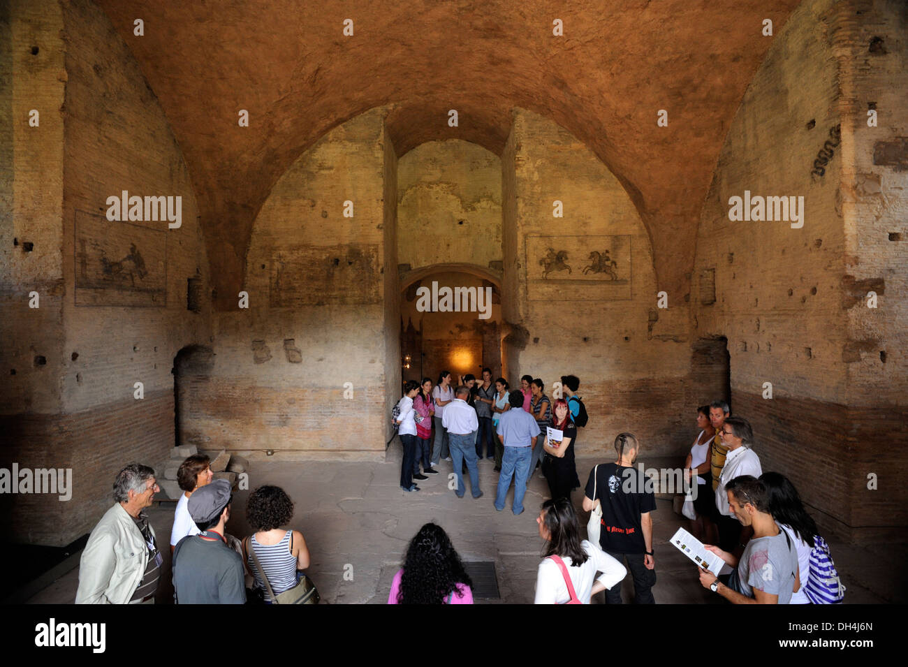 Italy, Rome, Via Appia Antica, Villa di Massenzio, Mausoleo di Romolo mausoleum, Romulus tomb, guided tour Stock Photo