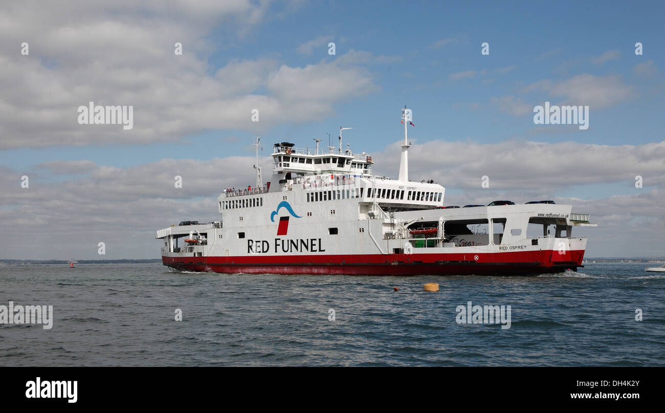 Red Funnel line vehicle and passenger ferry Red Osprey leaving Cowes