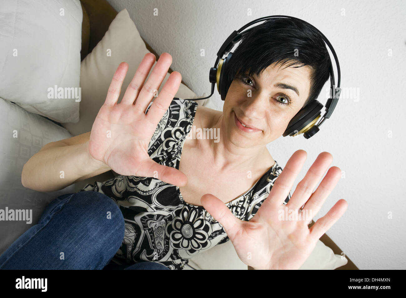 woman show her hands Stock Photo