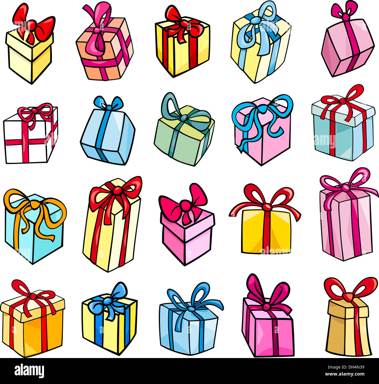 Cartoon Illustration of Christmas or Birthday Presents or Gifts Objects Clip  Art Set Stock Photo - Alamy