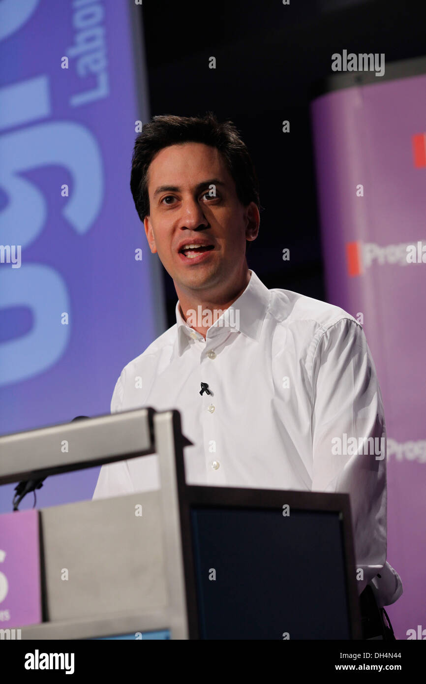Labour Party leader Ed Miliband delivers keynote address at meeting of independent organisation for Labour Party members and tra Stock Photo