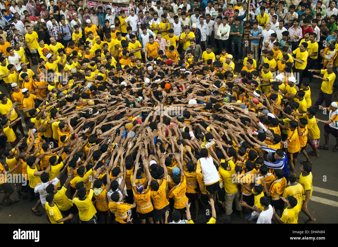 Peoples celebrate Dahi handi festival Dadar Mumbai Maharashtra India ...