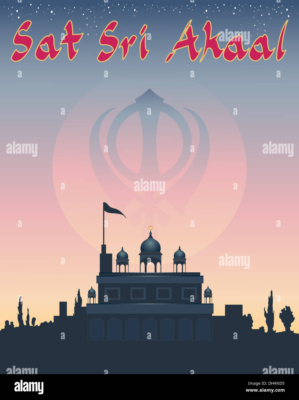 an illustration of a Sikh greeting sat sri akaal meaning god is ...