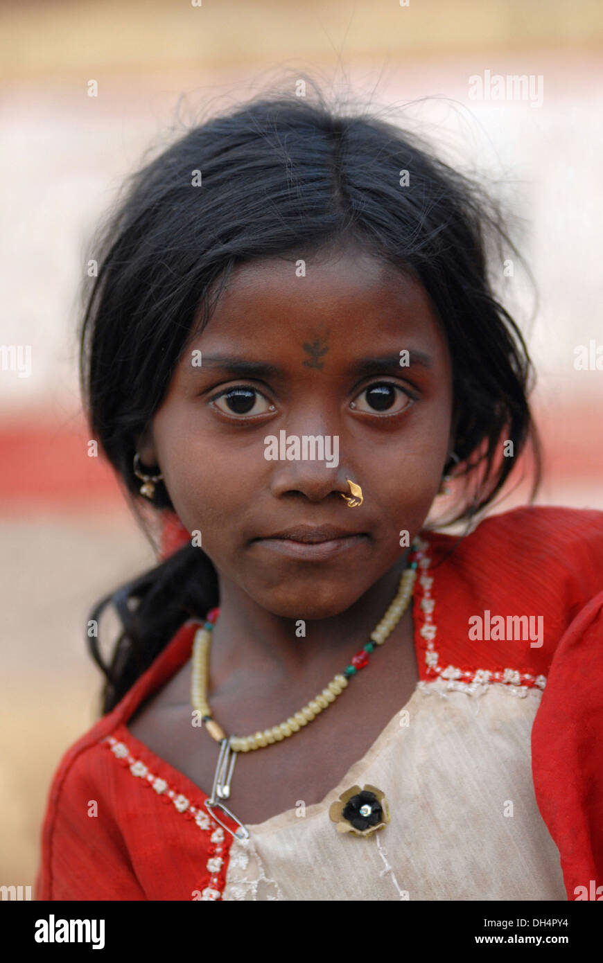Tribal girl, Bhil Tribe, Madhya Pradesh, India Stock Photo