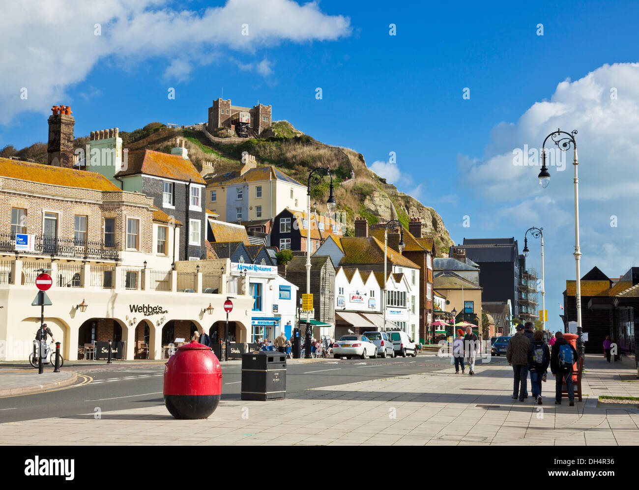 Hastings Old town and Funicular cliff beach railway at Hastings East Sussex England GB UK Europe Stock Photo