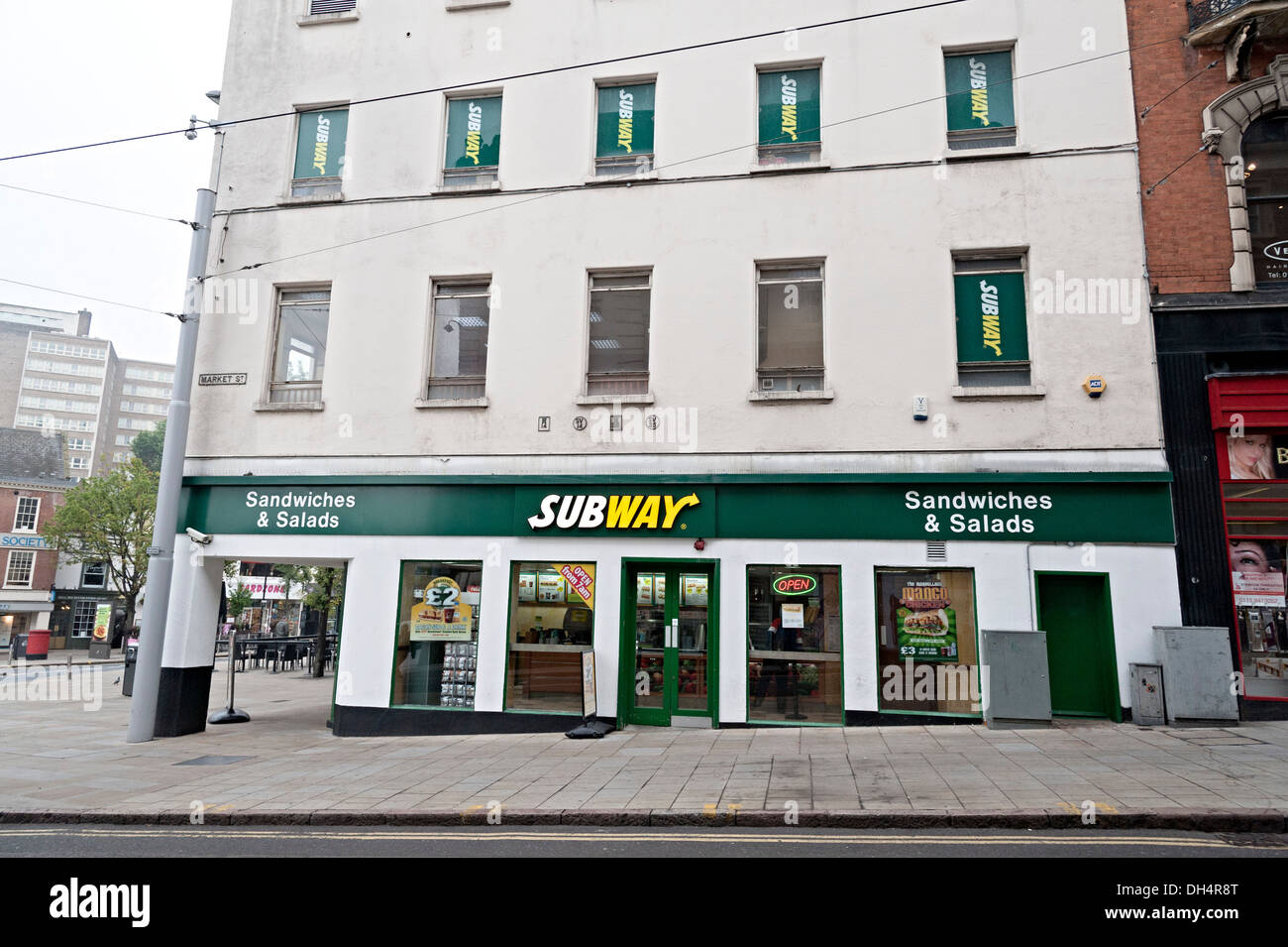 subway restaurant fast food sandwich bar in Nottingham england Stock Photo