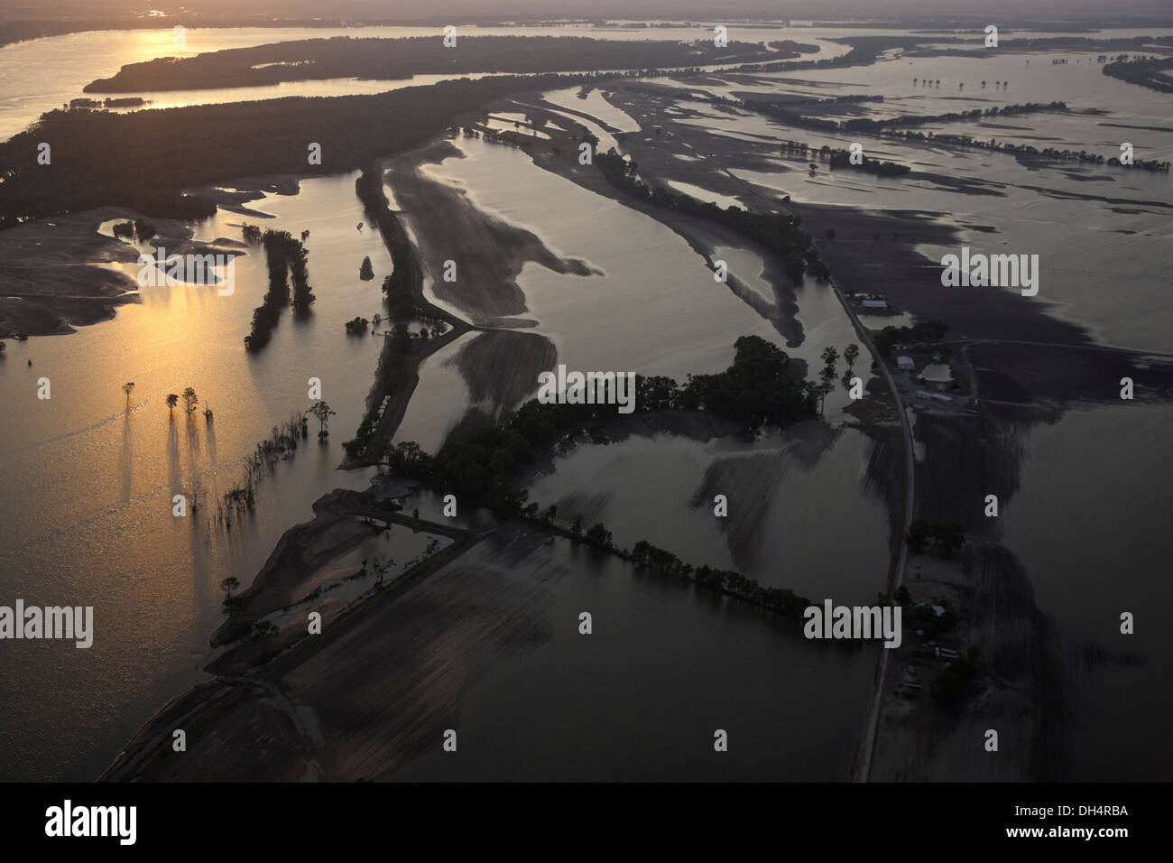 Flood farm land near Finley, Tennessee Stock Photo