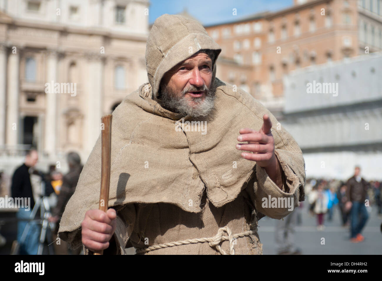 Man in habit in St.Peter's square Stock Photo