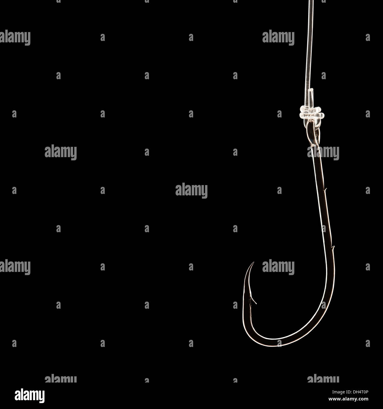 Fishing hook isolated on black with clipping path Stock Photo