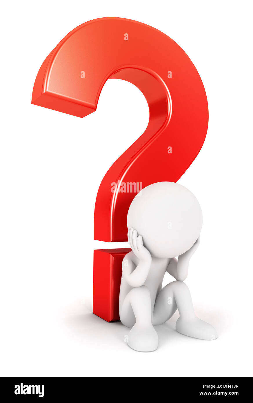 3d white people complicated question, isolated white background, 3d image Stock Photo