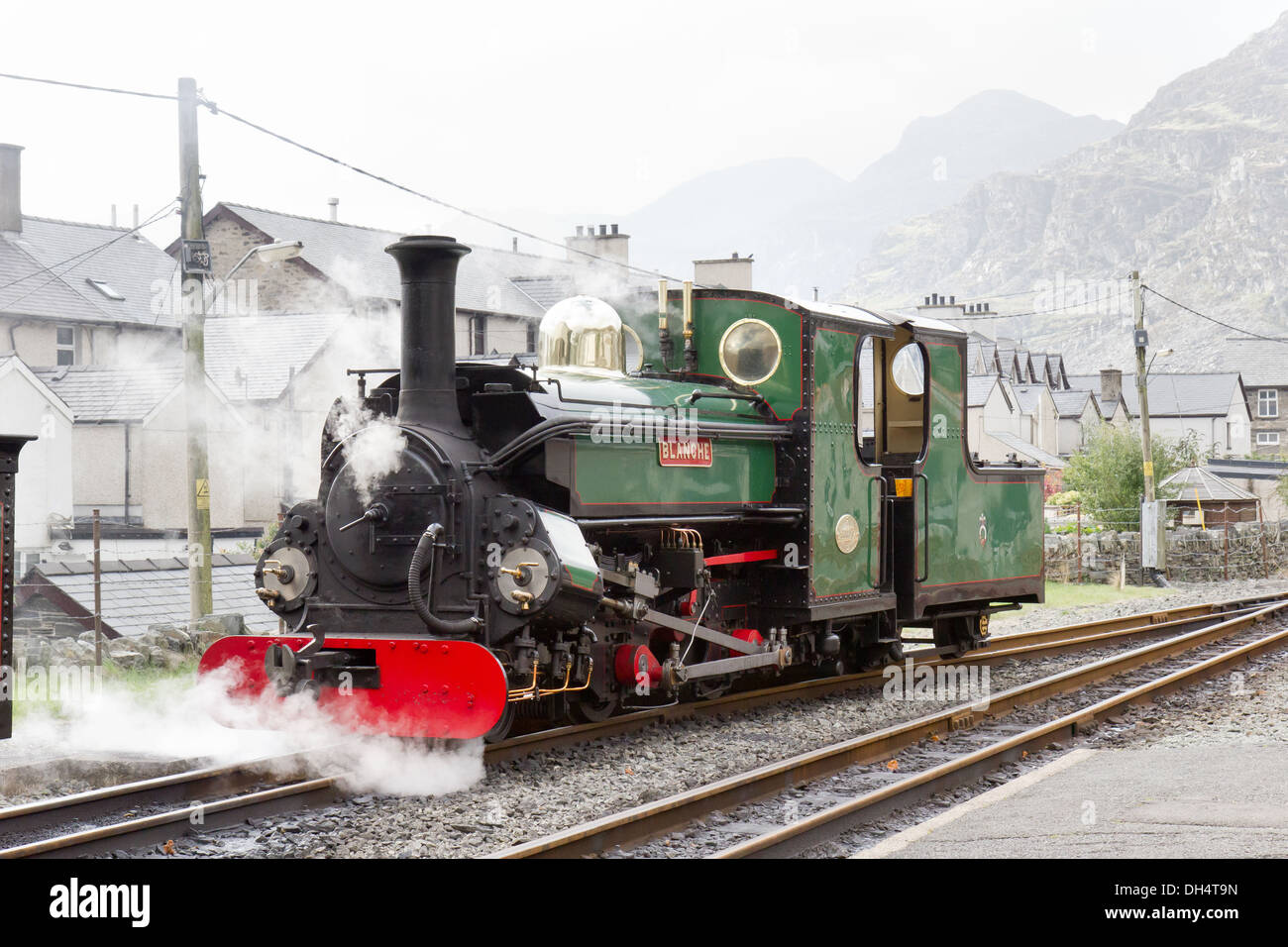 Steam at Blaenau Ffestiniog railway station, Wales Stock