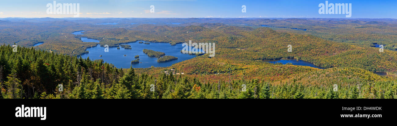 Panoramic view from the fire tower on the top of Blue Mountain in the Adirondacks Mountains of New York Stock Photo