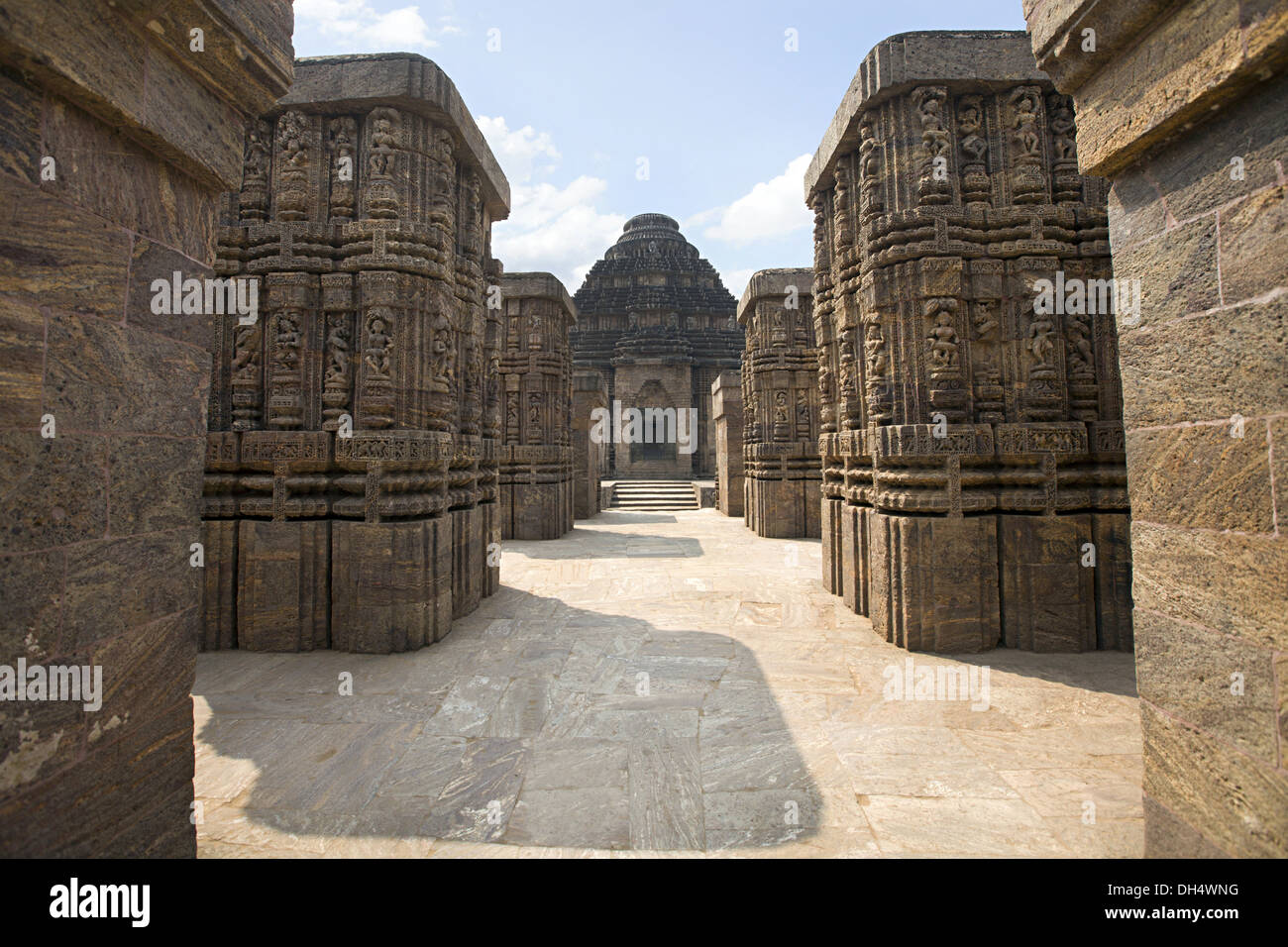 Bhoga Mandapa interior and Jagamohan. Konark Sun Temple, Orissa India. UNESCO world heritage site Stock Photo