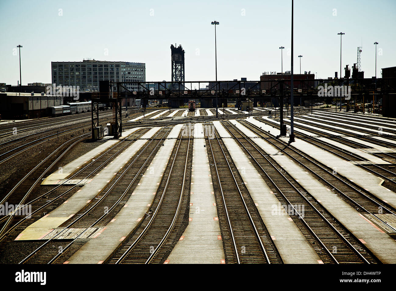 Train junction in chicago, railway Stock Photo Alamy
