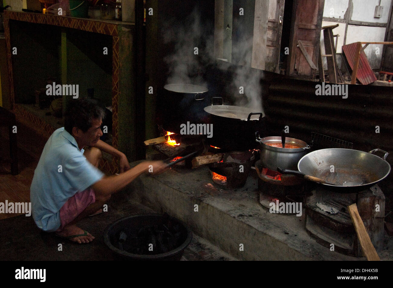 Horizontal portrait local lao man hires stock photography and images
