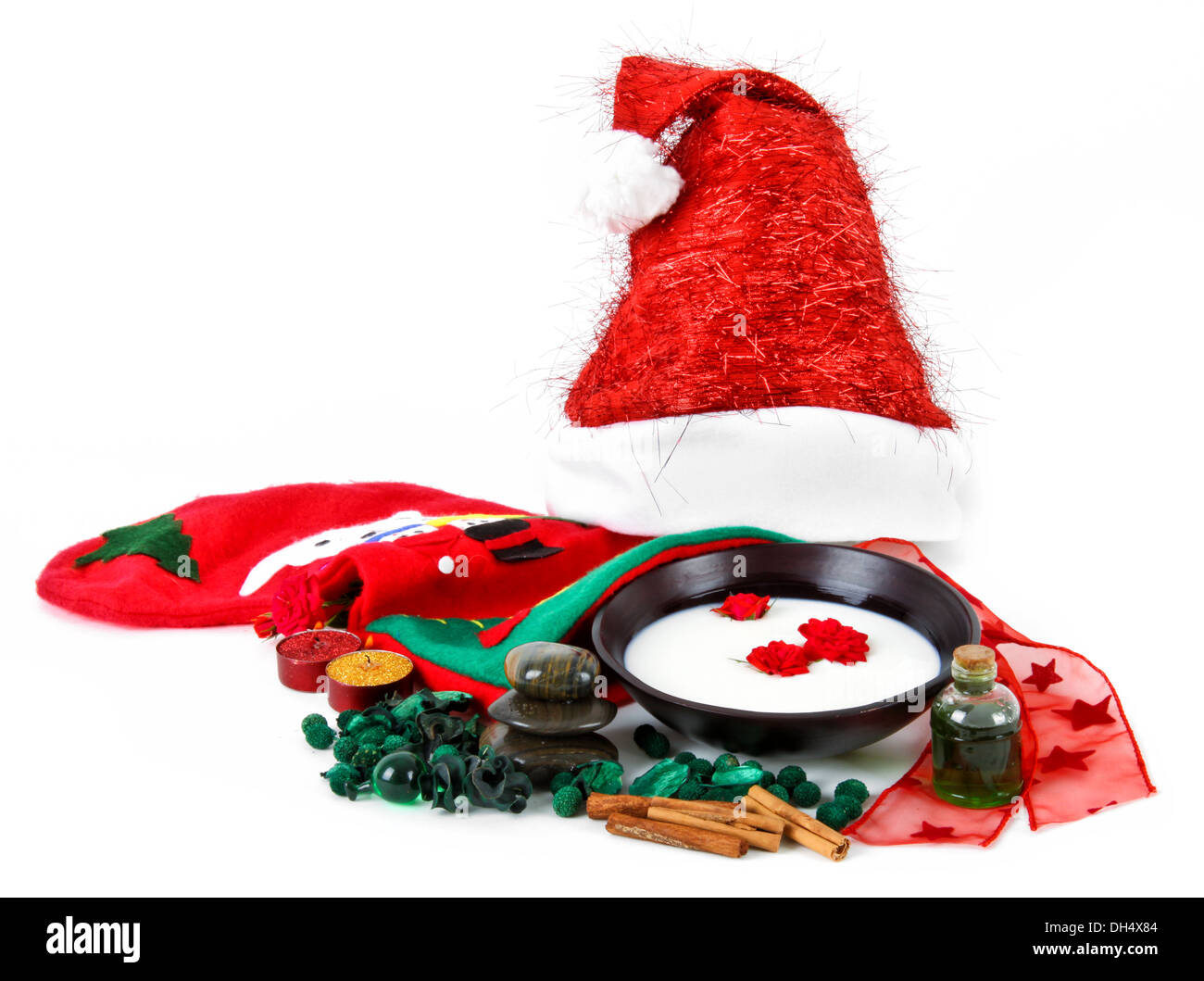 Various objects that represent the spa Christmas Stock Photo