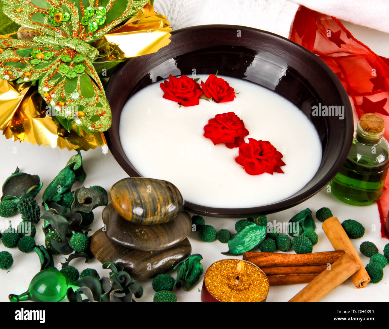 Various objects that represent the spa Christmas Stock Photo