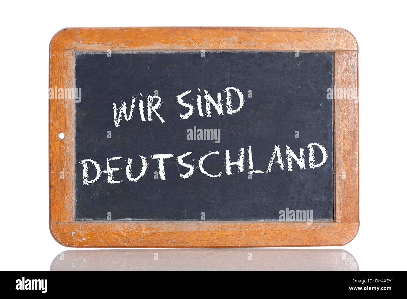 Old school blackboard with the words WIR SIND DEUTSCHLAND, German for We are Germany Stock Photo