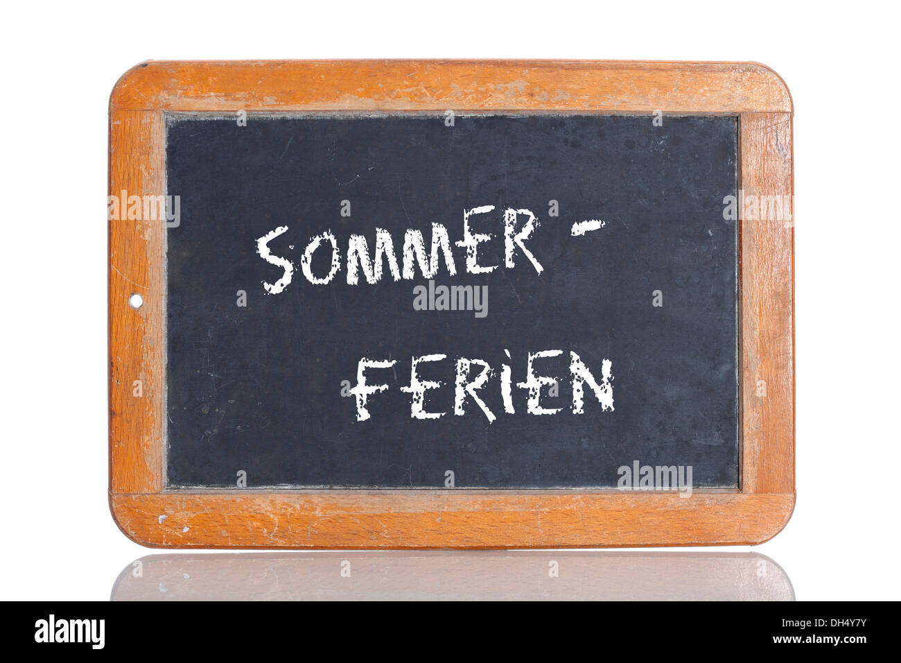 Old school blackboard with the term SOMMERFERIEN, German for summer holidays Stock Photo