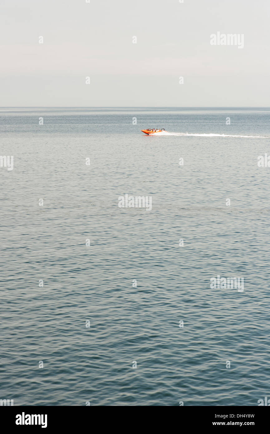 Llandudno Pier-North Wales-Speedboat Stock Photo