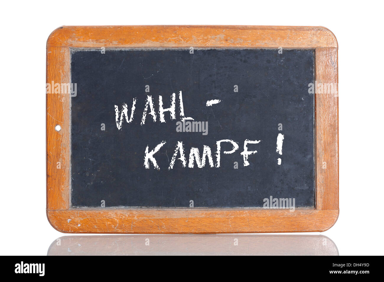 Old school blackboard with the term WAHLKAMPF, German for election campaign Stock Photo