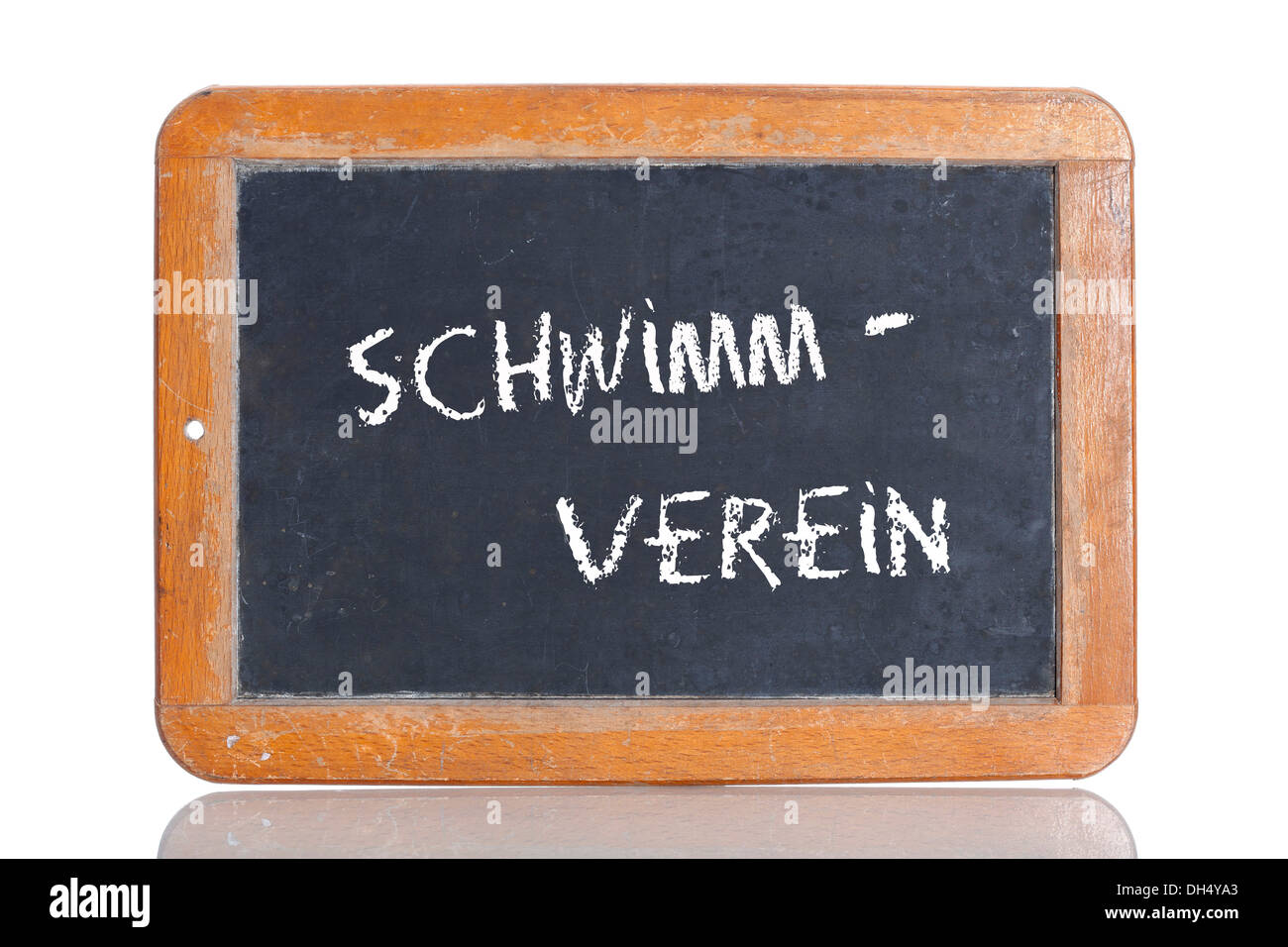 Old school blackboard with the term SCHWIMMVEREIN, German for swim club Stock Photo