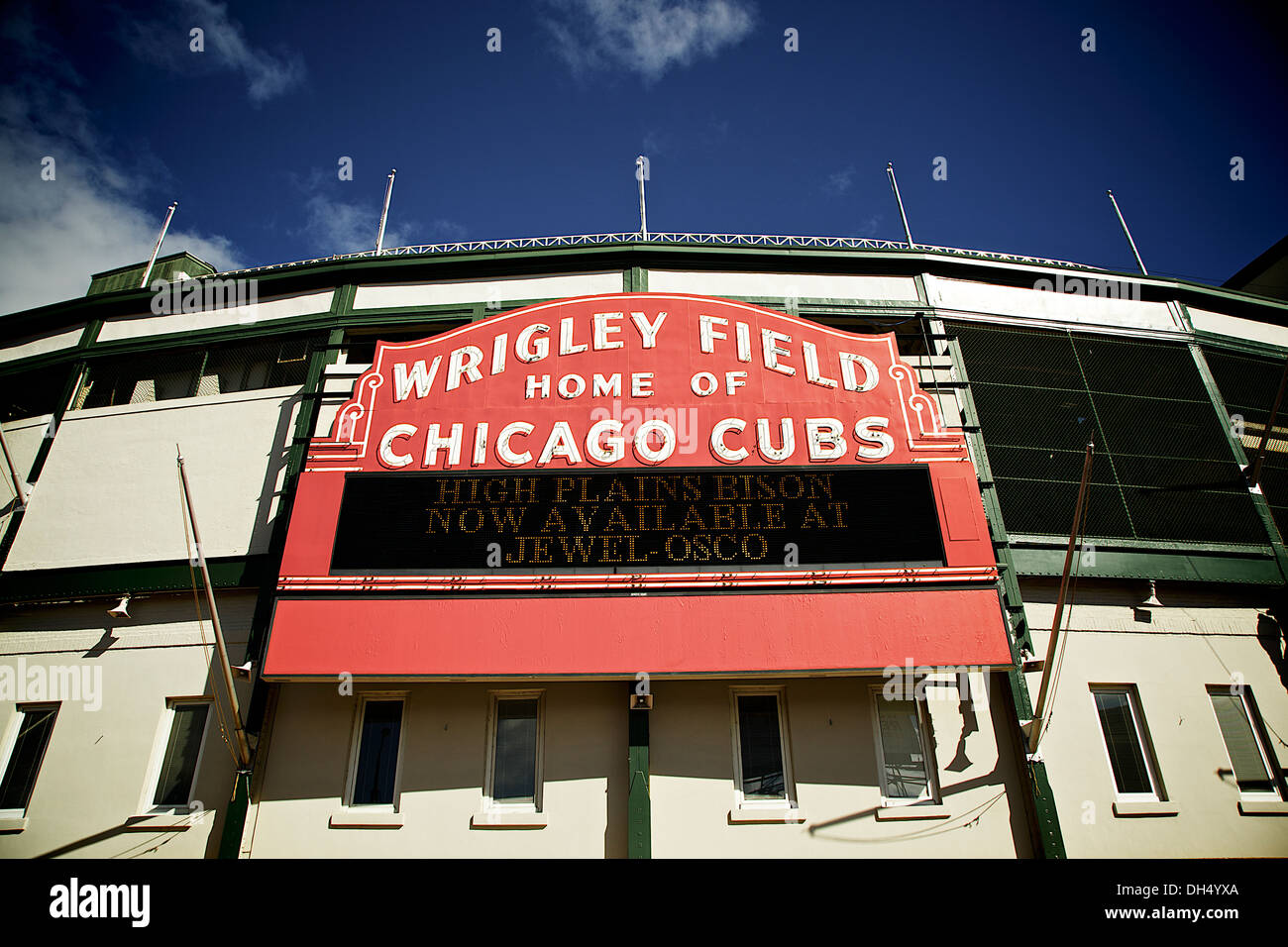 The Wrigley Field Baseball Stadium is Home of the Chicago Cubs since 1916 Stock Photo