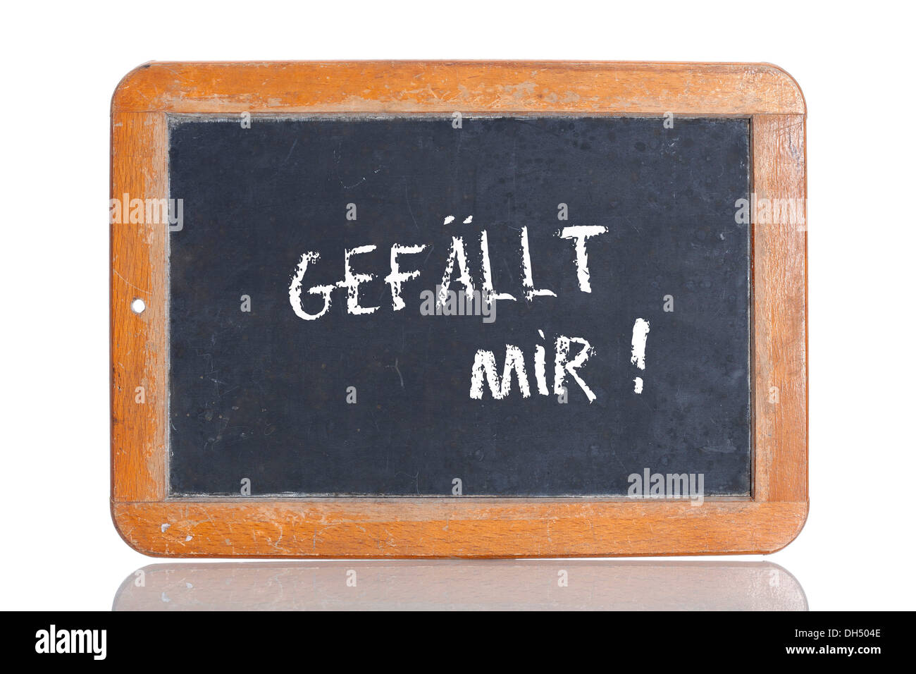 Old chalkboard, lettering 'GEFAELLT MIR', German for 'I LIKE THIS' Stock Photo