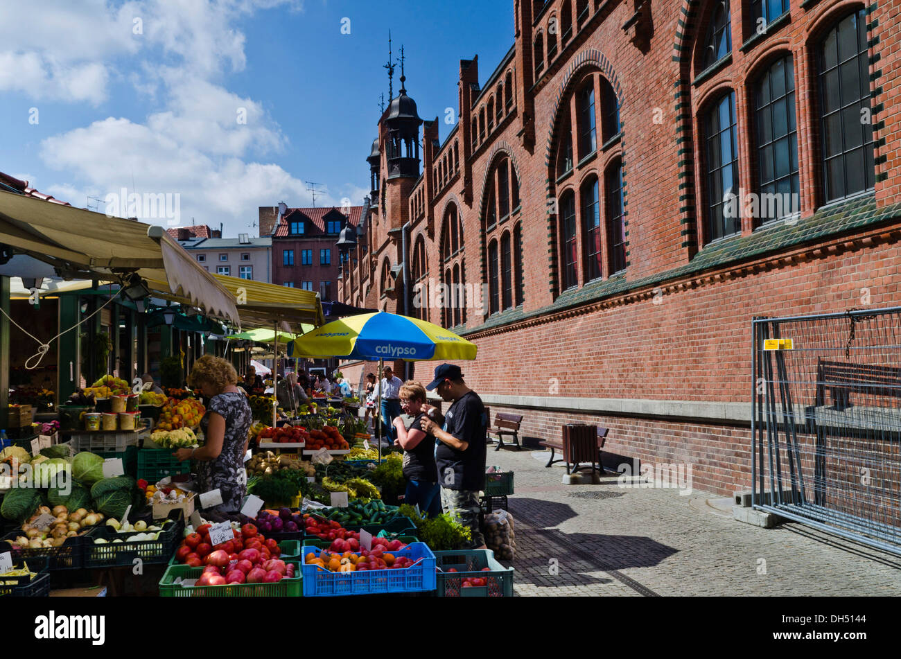 Fruit And Vegetable Stands Next To The Market Hall Gdansk Poland 