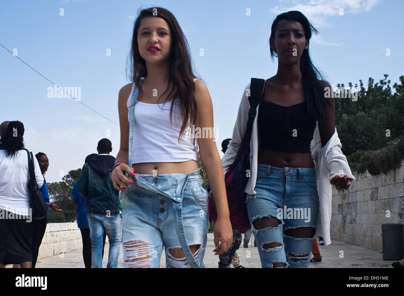 Jerusalem, Israel. 31st October 2013. Young Jewish Ethiopian women ...