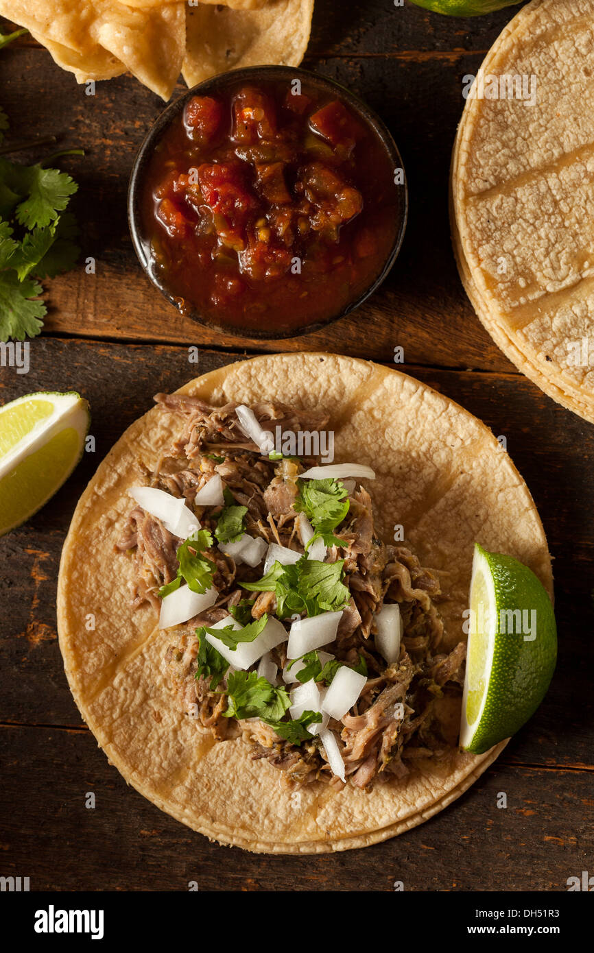 Traditional Pork Tacos with Onion, Cilantro, and Lime Stock Photo Alamy