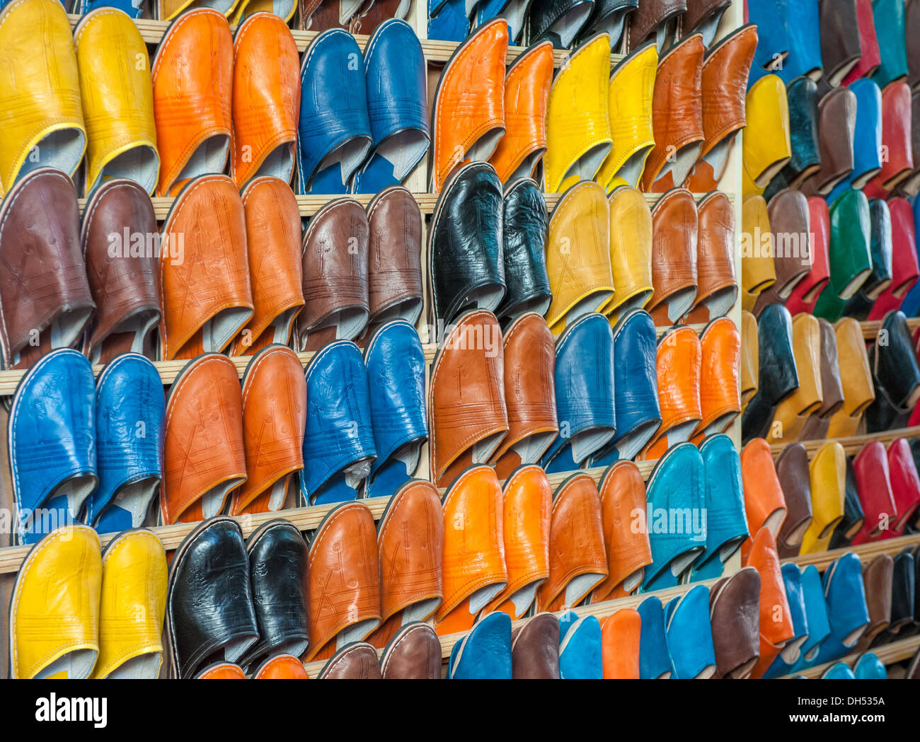 moroccan babouches in the market Stock Photo