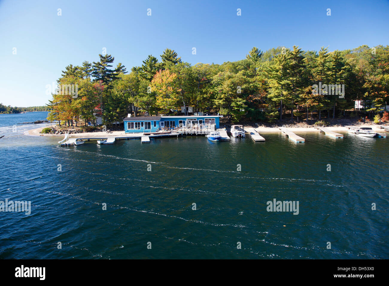 Vacation Property Cottage, Weekend Hone on the Island of Lake Huron, Georgian Bay,Bruce Peninsular Parry Sound, Ontario,Canada, Stock Photo