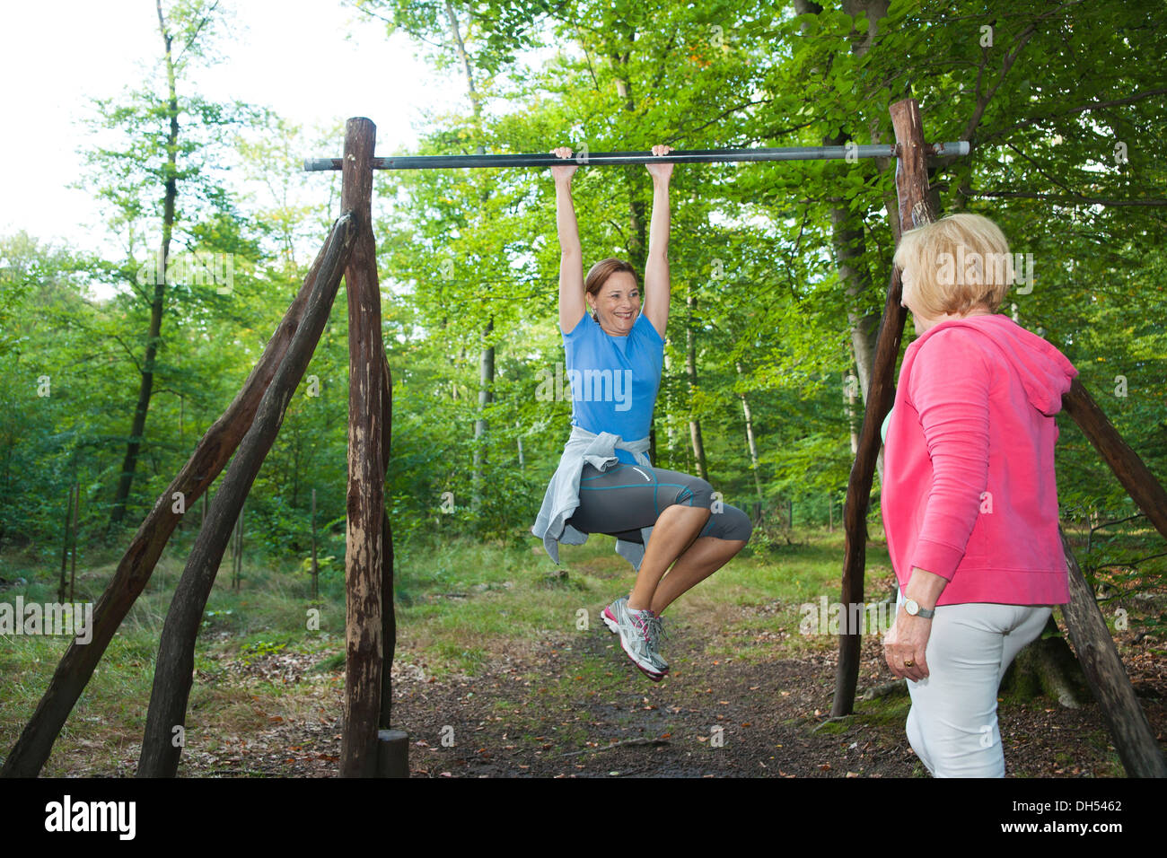 Women exercising on an outdoor fitness trail Stock Photo Alamy