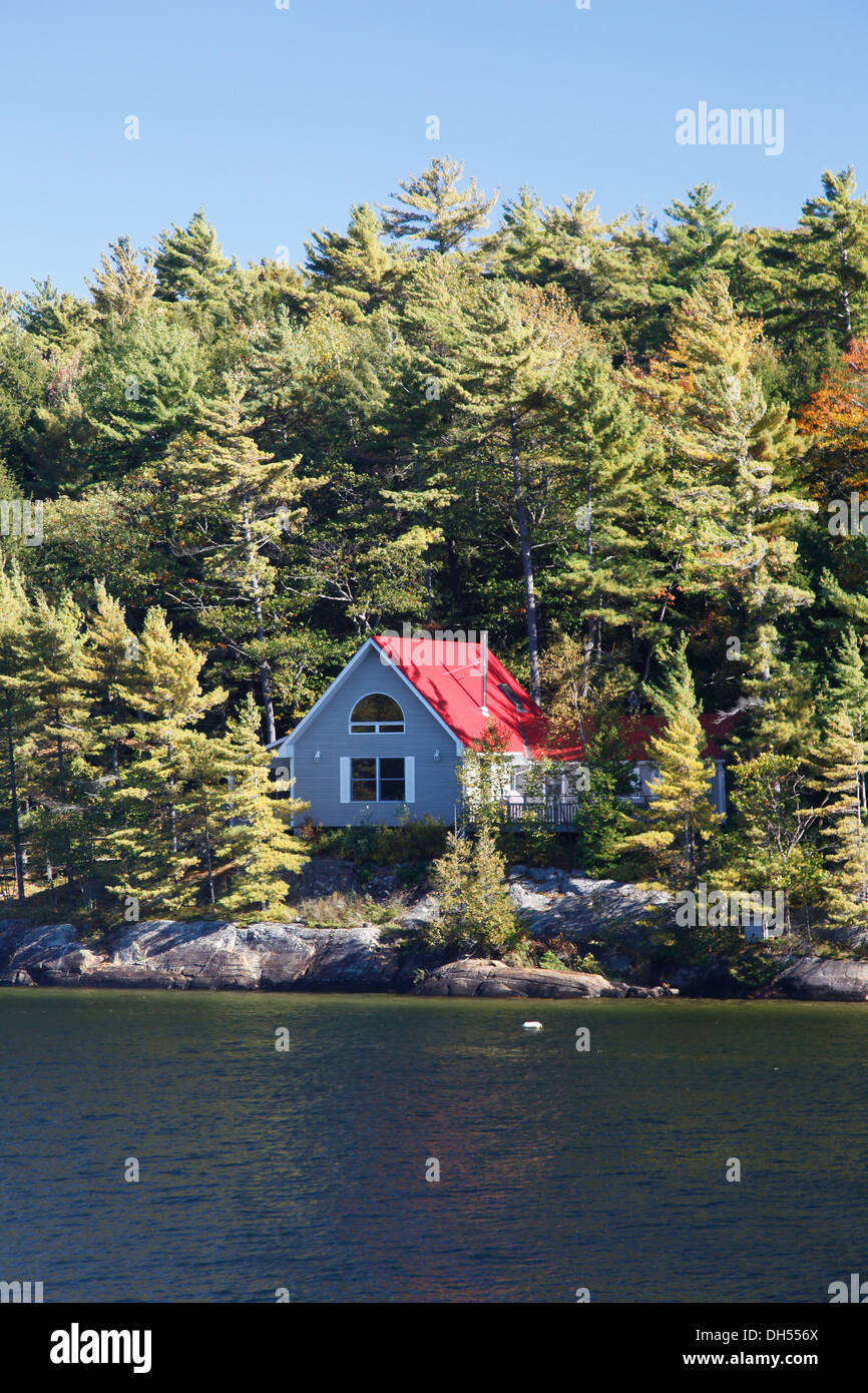 Vacation Property Cottage, Weekend Hone on the Island of Lake Huron, Georgian Bay,Bruce Peninsular Parry Sound, Ontario,Canada, Stock Photo