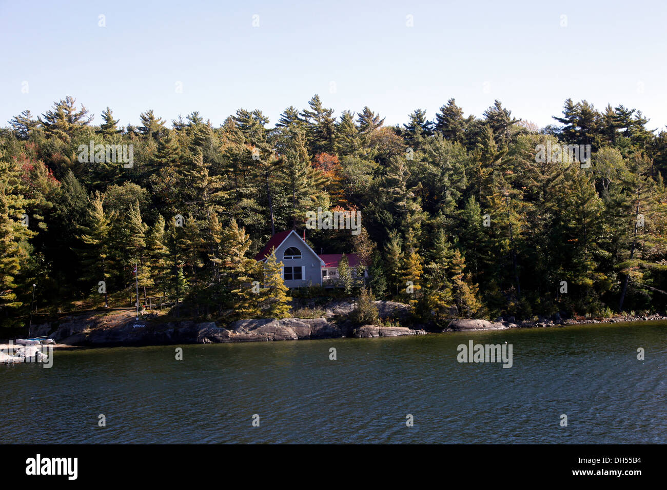 Vacation Property Cottage, Weekend Hone on the Island of Lake Huron, Georgian Bay,Bruce Peninsular Parry Sound, Ontario,Canada, Stock Photo