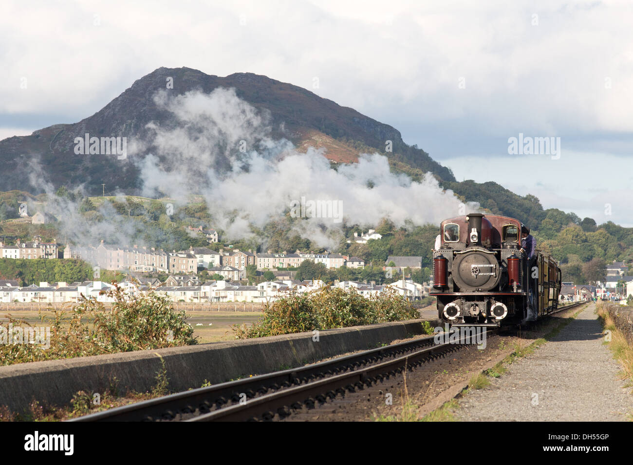 steam with a passenger train on the Blaenau Ffestiniog