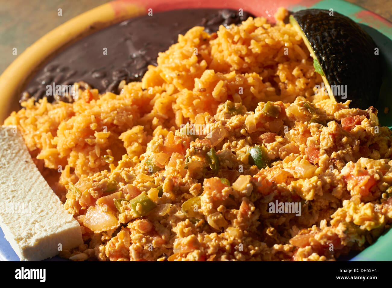 Mexican style eggs with peppers and tomato, huevos Mexicanos Stock Photo