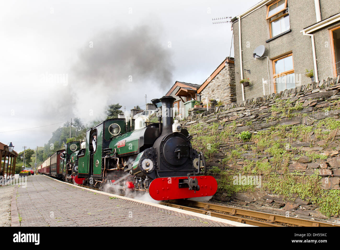 Penrhyn Station on the Blaenau Ffestiniog steam railway with a steam