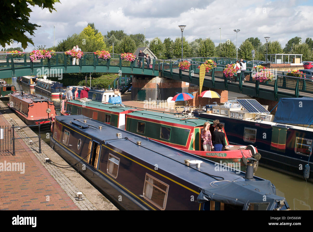 Canal boats on the Oxford Canal near Castle Quay Shopping Centre