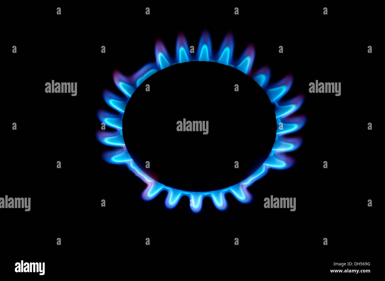Gas stove hob flame Stock Photo