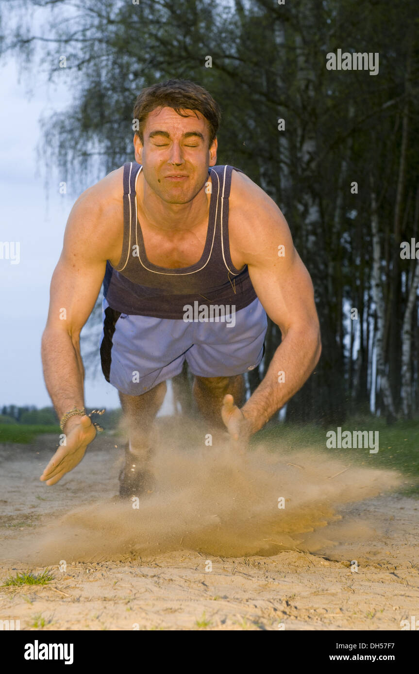 physical exertion in the dust Stock Photo