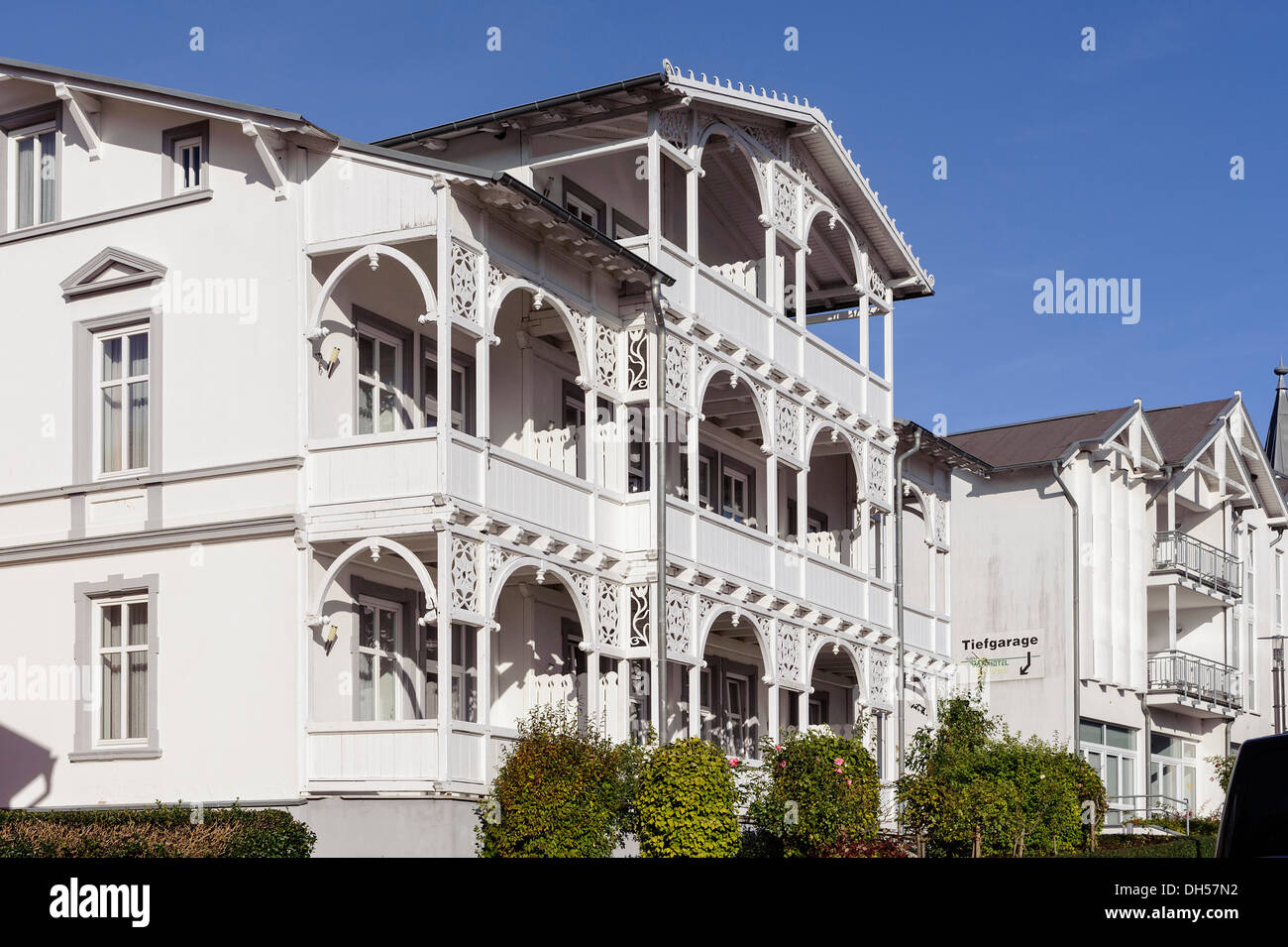 spa style house, , Baltic sea spa  Göhren, Isle of Rugia (Ruegen) Mecklenburg-Hither Pomerania, Germany Stock Photo